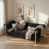 Modern Polyester Sofa with Turn-Out Arms & Gold Legs - 3 of 4