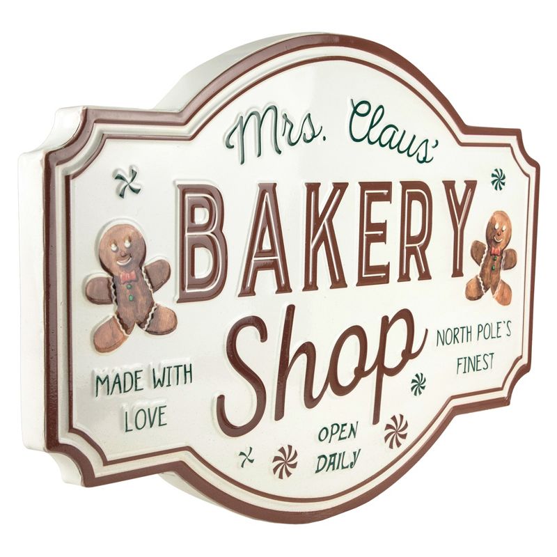 Northlight Gingerbread "Mrs. Claus' Bakery Shop" Metal Christmas Wall Sign - 18", 2 of 8