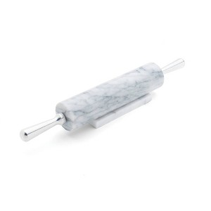 Marble Rolling Pin with Metal Handles White - Fox Run: Handled Food Roller for Baking, 17.5" Length, Spot Clean - 1 of 3