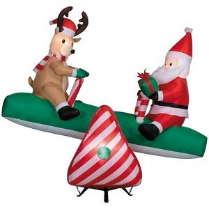 5 Ft. 6" Airblown Inflatable Animated Santa & Reindeer on a Teeter Totter Christmas Outdoor Yard Decoration - 1 of 2