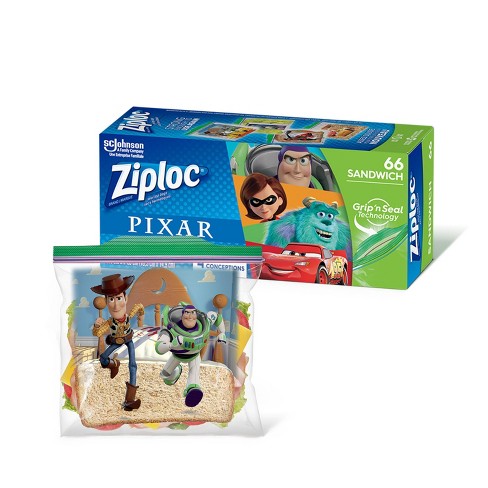 Ziploc Sandwich Bags featuring Disney and Pixar Designs - 66ct - image 1 of 4