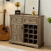 Farmhouse Liquor & Wine Bar Cabinet with 2 Drawers, Removable Wine Racks, Storage Shelves, Kitchen, Dining Room & Coffee Bar Sideboard - 2 of 4
