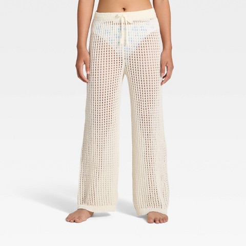 Art Class Girls' Solid Crochet Pants Swimsuit Cover-Up - art class™ White L