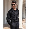 Men's Christmas Rose Print Long Sleeve Button Down Shirt Dress Wedding Party Shirt - 4 of 4