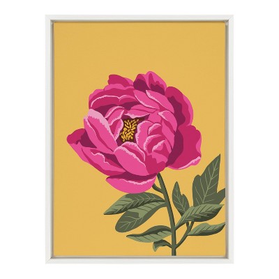 18" x 24" Sylvie Bright Peony Framed Canvas by Maria Filar White - Kate & Laurel All Things Decor