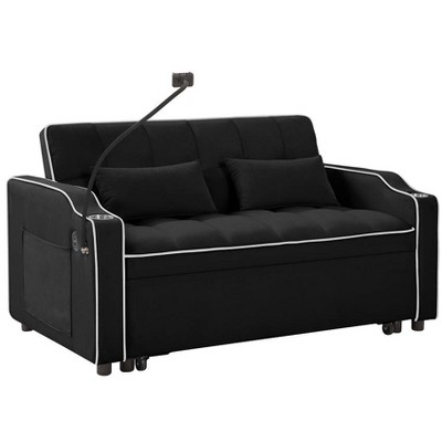 Ridstar Modern Multifunctional Folding Sofa Bed with USB Port, Ashtray and Swivel Phone Holder For Living Room & Bedroom-Black