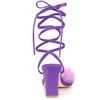 Allegra K Women's Faux Fur Slingback Block Heels Lace Up Sandals - 3 of 4