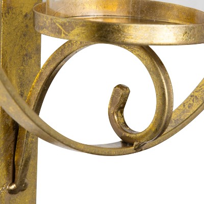 Glamorous Gold Metal Round Wall Candle Holder Sconce