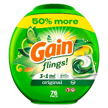 Gain Flings Detergent Pods, Original, 72/Container, 4 Container