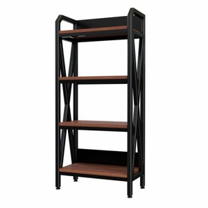 Sapphtopaz 4-Tier Storage Rack with Metal Frame & Wood Shelf Kitchen Organizers and Storage Versatile Garage Shelving for Warehouses,Black/Brown - 1 of 4