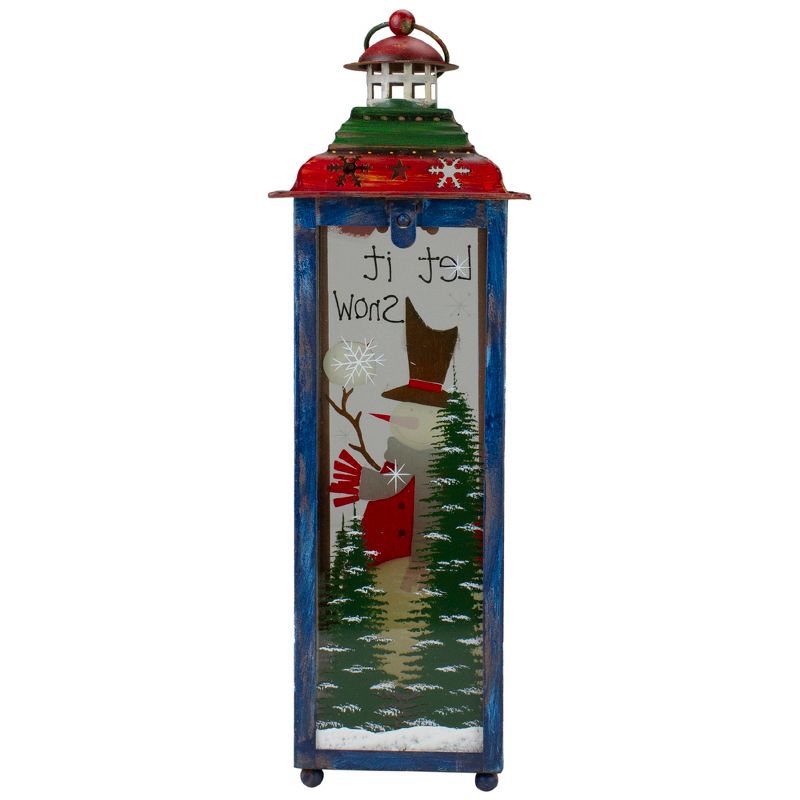 Northlight Red, White and Green "Snow" Christmas Lantern 15", 4 of 5