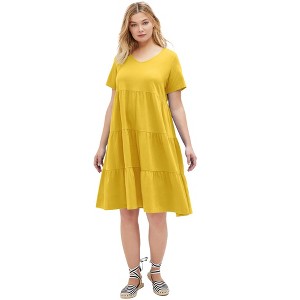 ellos Plus Size Tiered Knit Tee Dress - 1 of 4