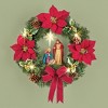Collections Etc Poinsettia Nativity Scene Lighted Wreath Red - 2 of 3