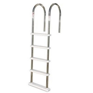 Swim Central Above Ground Pool Deck Ladder - 48" to 52"  Silver and White - 1 of 3
