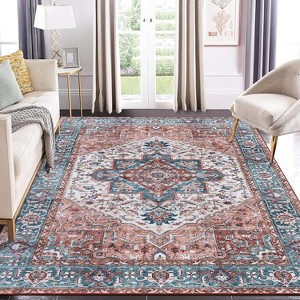 Area Rug Vintage Medallion Entryway Mat Washable Boho Floral Hallway Runner Bedroom Bedside Laundry Indoor Oriental Non-Slip Kitchen - 1 of 4