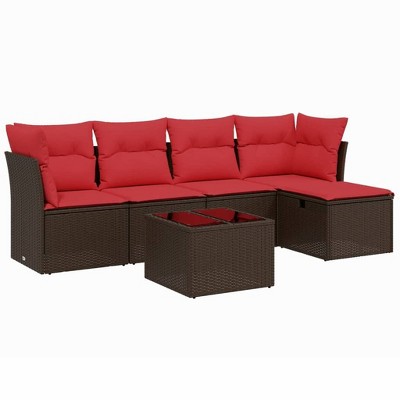 vidaXL 5 Piece Patio Sofa Set with Cushions Poly Rattan, Modular Outdoor Sectional - Black, Brown, Gray, With/Without Storage, 5 or 6 Pieces