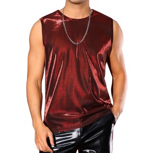 Lars Amadeus Men's Sparkle Slim Fit Shining Sleeveless Club See Through Tank Top - 1 of 4