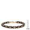 Steeltime Men's two tone 18k gold plated and black ip stainless steel byzantine chain bracelet - 3 of 4