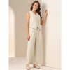 INSPIRE CHIC Women's Two Piece Outfits Button Front Tank Top and Wide Leg Pants Matching Sets - 4 of 4