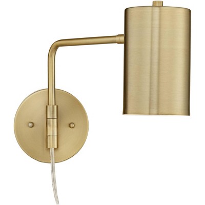 Carla Brushed Brass Adjustable Swing Arm Wall Lamp Set of 2