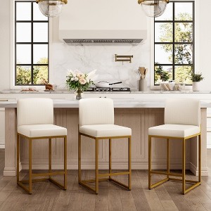 Captiva Designs 24 inch Height Bar Stool with Padded Seat and Back & Sturdy Steel Frame & Footrest - 1 of 4