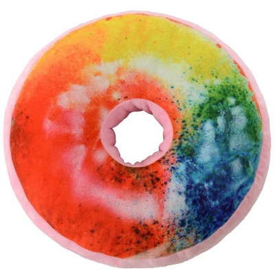 Cheer Collection Reversible Plush Donut Throw Pillow Rainbow Icing