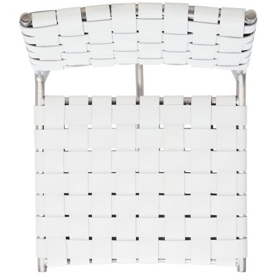 Olenna 41" White Leather and Silver Metal Saddle Counter Stool