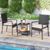 Costway 3 PCS Patio Furniture Set with 2-Tier Table Tempered Glass Tabletop & Soft Cushions White/Black/Brown - 4 of 4