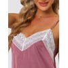 cheibear Womens Sleepwear Pjs Lace Trim Satin Lingerie Silk Cami with Shorts Pajama Set - 4 of 4