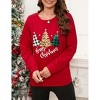 Christmas Sweatshirt for Women Long Sleeve Crewneck Xmas Plaid Tree Graphic Funny Holiday Blouse Tops - 4 of 4