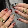 LOVELAY CREATIONS Red Medium Almond French Tip Press-On Nails with Gold Stripe - 3 of 4