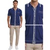 INSPIRE CHIC Men's Button Down Short Sleeve Lightweight Casual Summer Vintage Knit Polo Shirts - 4 of 4