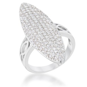 Slickblue Stylish 2.3ct CZ Rhodium Cocktail Ring for Women, Oval Shape with Pave Set Clear Stones, Sizes 5-10 - 1 of 4