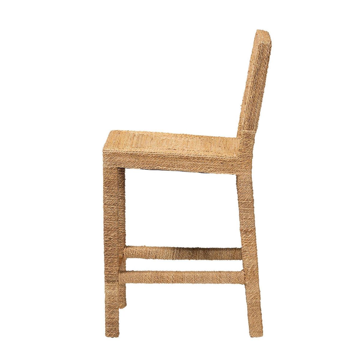 bali & pari Anfield Natural Seagrass and Mahogany Wood Counter Height Barstool: 30 Day Limited Warranty, No Assembly Required - thumbnail 4