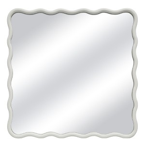 Beautyolove 36 in. W x 36 in. H Square White Wood Framed Wavy Wall Mirror - 1 of 4