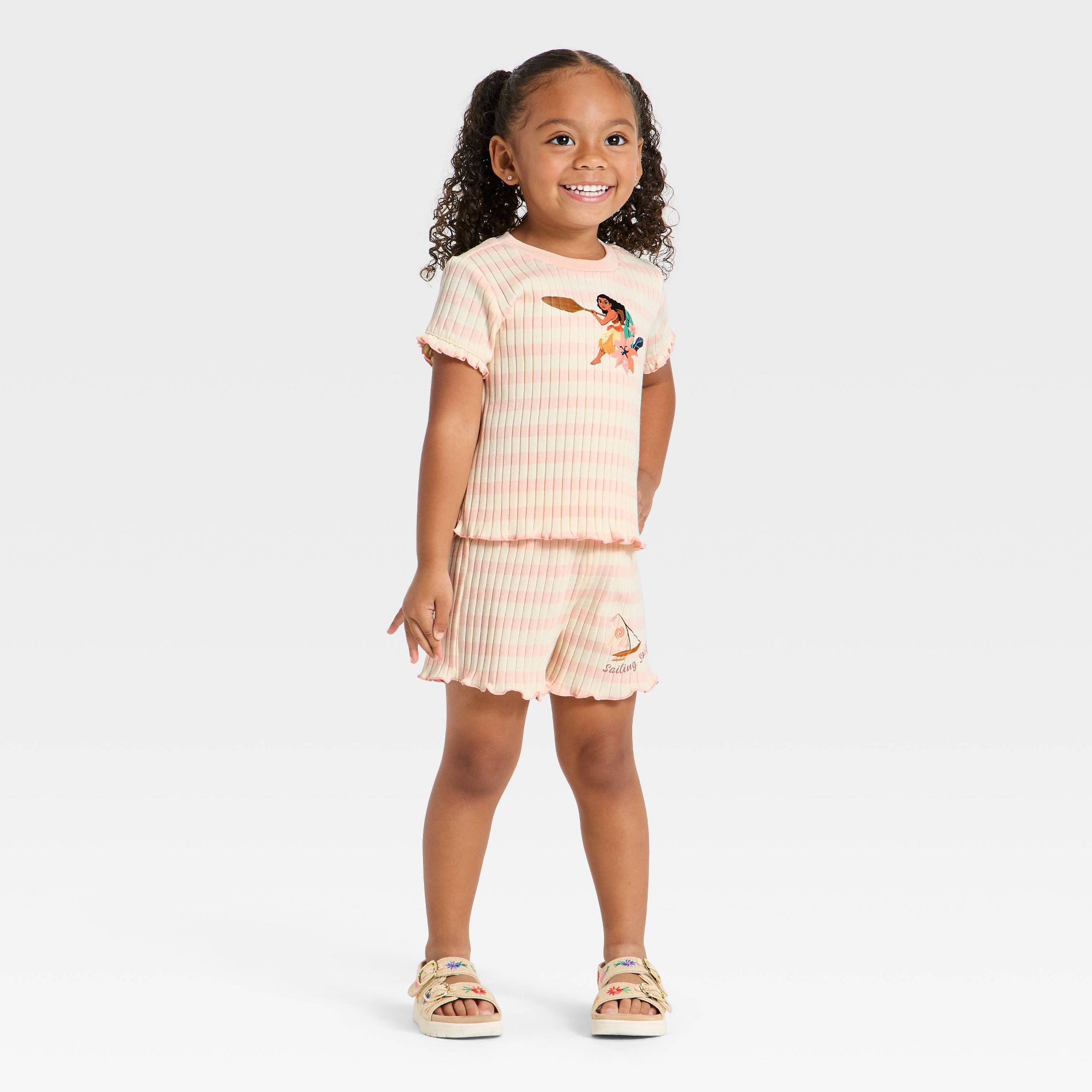 Toddler Girls' 2pc Disney Moana T-Shirt and Shorts Set - Pink