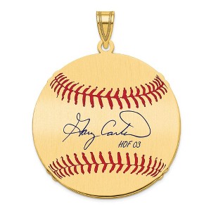 Black Bow Jewelry 14K Gold Plated Gary Carter Signature LG Enamel Baseball Pendant - 1 of 4