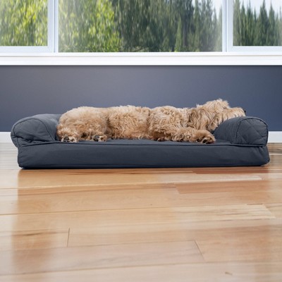 Large Iron Gray Quilted Orthopedic Foam Sofa Pet Bed