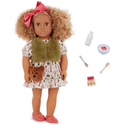 Our Generation Luz 18 Doll with Red & Green Holiday Sweater Dress Outfit