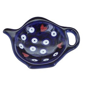 Blue Rose Polish Pottery Hearts Teabag Holder - 1 of 1