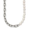 Chisel Stainless Steel Polished Open Link Half Baroque Pearl Beaded 20" Plus a 2" Extension Necklace - 2 of 4