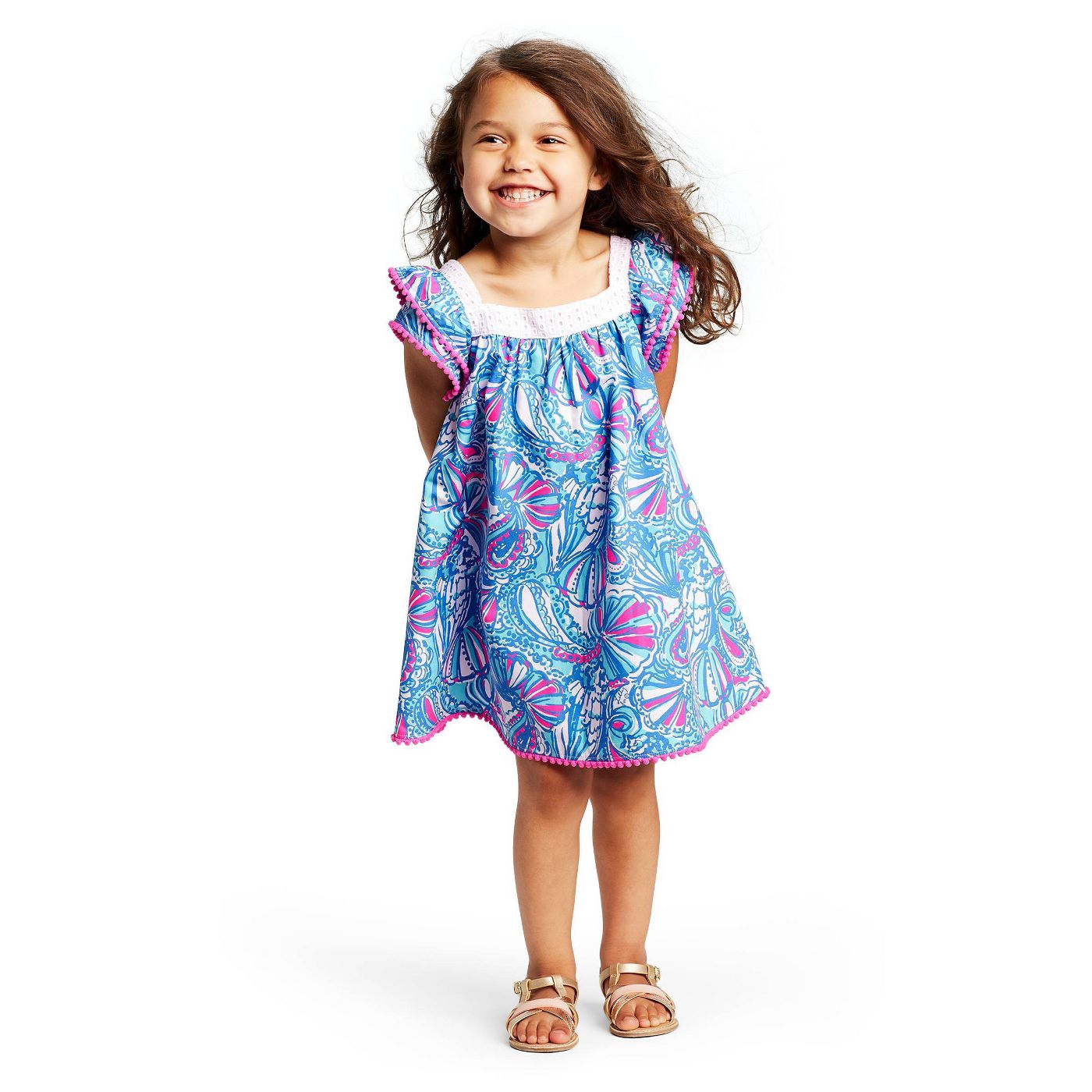 Toddler Girls' My Fans Short Sleeve Square Neck Ruffle Dress