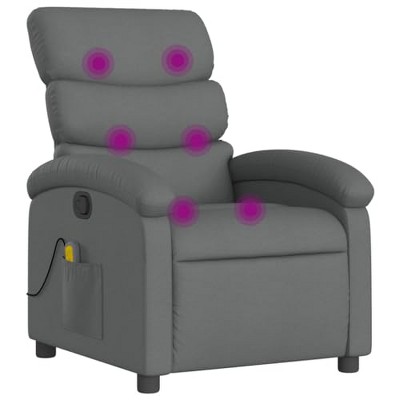 vidaXL Dark Gray Fabric Massage Recliner Chair - Manual Adjustable Lounge Armchair with Vibration