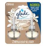 Glade PlugIns Scented Oil Air Freshener Sheer Vanilla Embrace Refill - 1.34oz/2ct