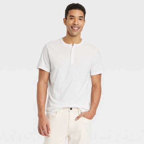 Cotton jersey Henley shirt - White - Men