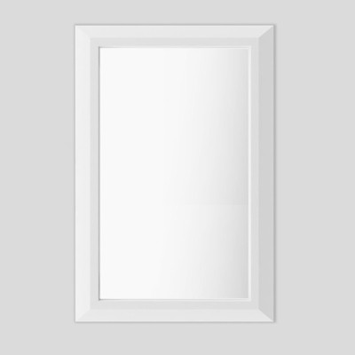 Apmir 16 in. W x 24 in. H Rectangular Diamond Shape Aluminum Alloy Frame and Tempered Glass Wall Mirror in Matte White