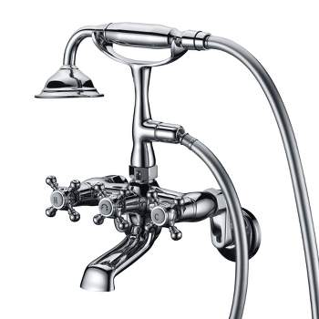 Sumerain Clawfoot Tub Faucet, 3" to 9" Wall Mount Tub Faucets with Hand Shower Chrome Finish