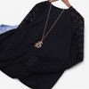 Anna-Kaci Women's Long Sleeve Knit Top with Sheer Lace Sleeves and Ribbed Cuffs - 3 of 4