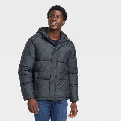 Men's Midweight Puffer All Over Hounds Tooth Jacket - Goodfellow & Co™ Black