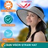 SUN CUBE Womens Sun Visor Hat, Beach Straw Roll Up Ponytail Hat, Wide Brim Sun Hat for Summer UV Protection Foldable - 2 of 4